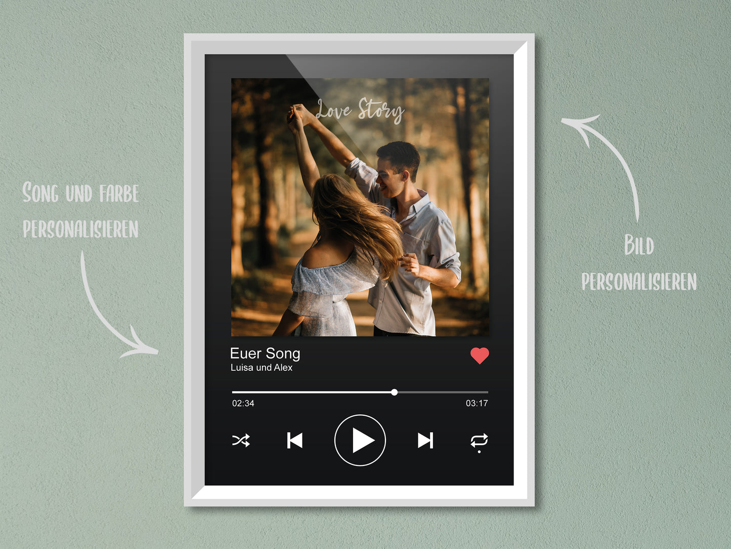 Personalized song poster as PDF for download in DIN A3 format